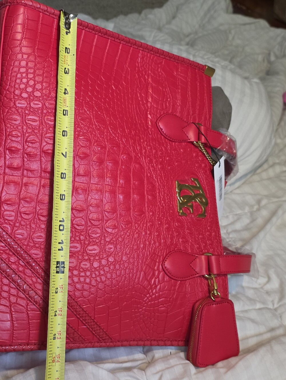 Bright Red Croc-Embossed Tote - Picture 6 of 10